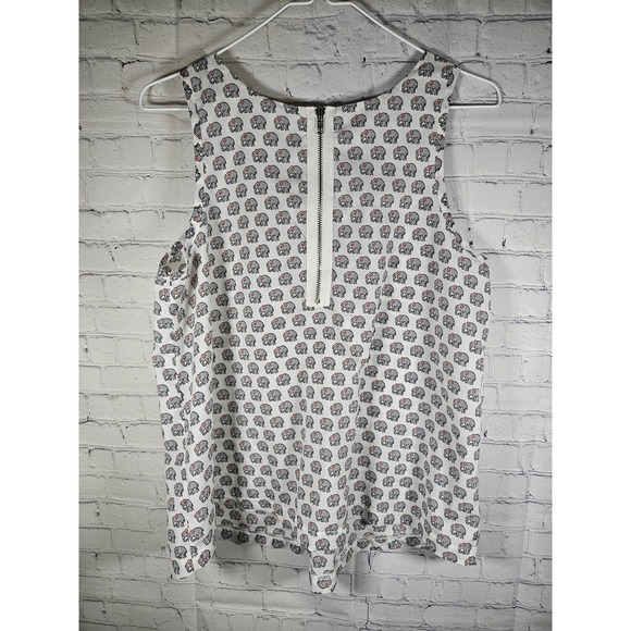 L.A Soul Womens Tank Blouse Elephants Back Zip White Black Red Large - Picture 6 of 6